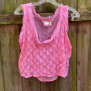 Dream out loud pink sheer crop top sz. L